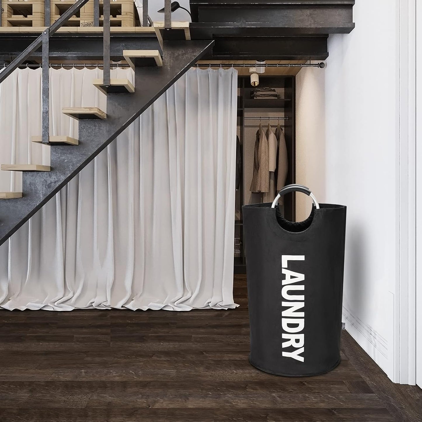 XXL Waterproof Laundry Basket (90L) – Foldable with Padded Handles