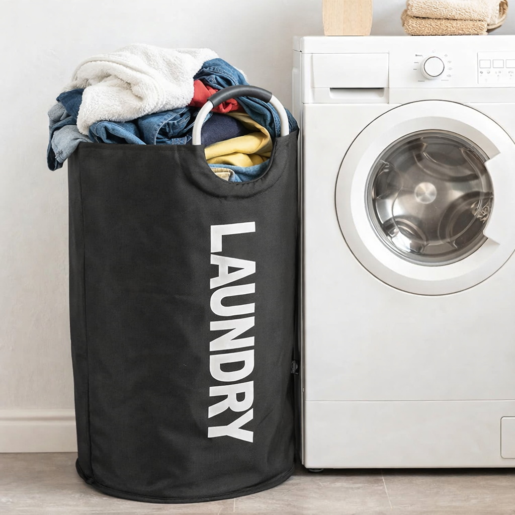 XXL Waterproof Laundry Basket (90L) – Foldable with Padded Handles