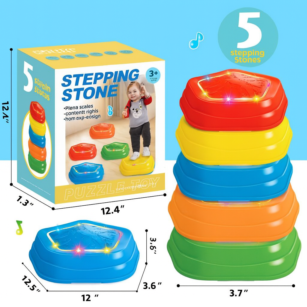 Light-Up Sensory Stepping Stones (5-Pack) – Music, Balance & Fun Play for Kids