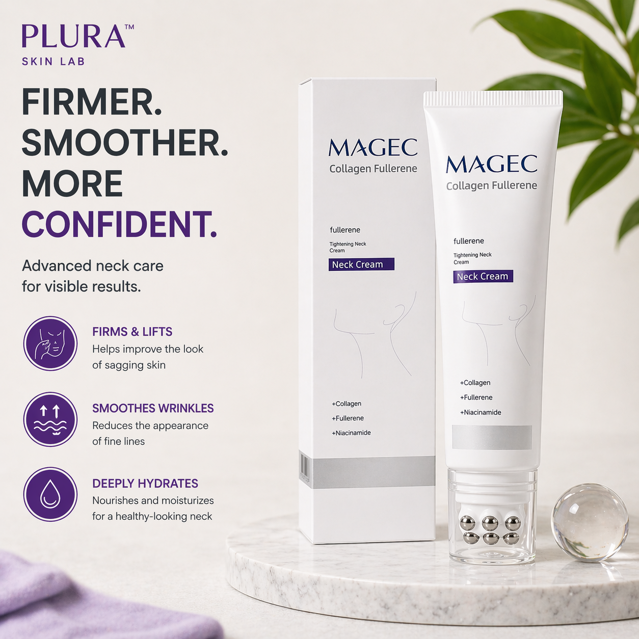 Plura™ Neck Firming Roller Cream – Smooth & Lift the Look of Your Neck in Weeks