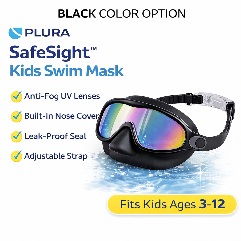 PLURA SafeSight™ Kids Swim Mask (No-Leak + Nose Cover)