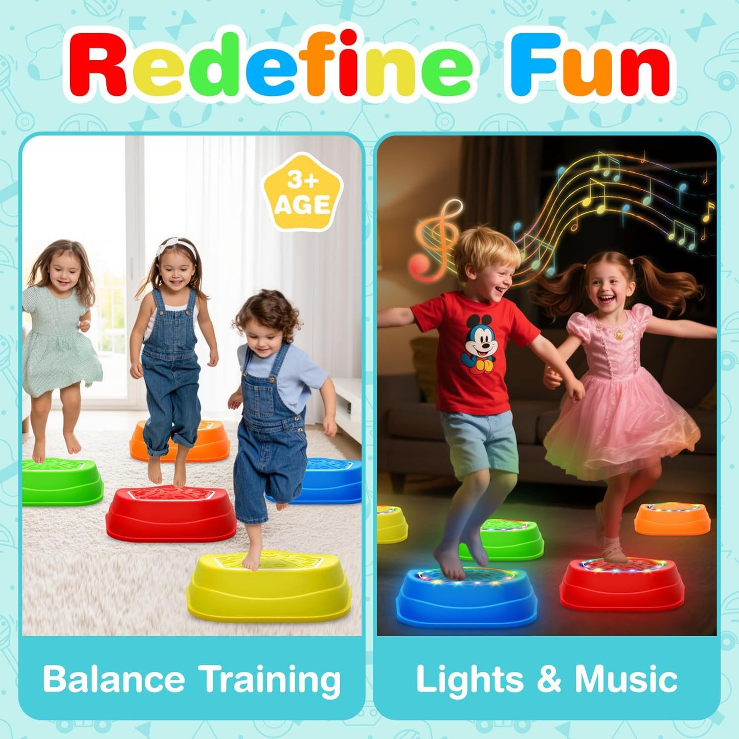 Light-Up Sensory Stepping Stones (5-Pack) – Music, Balance & Fun Play for Kids